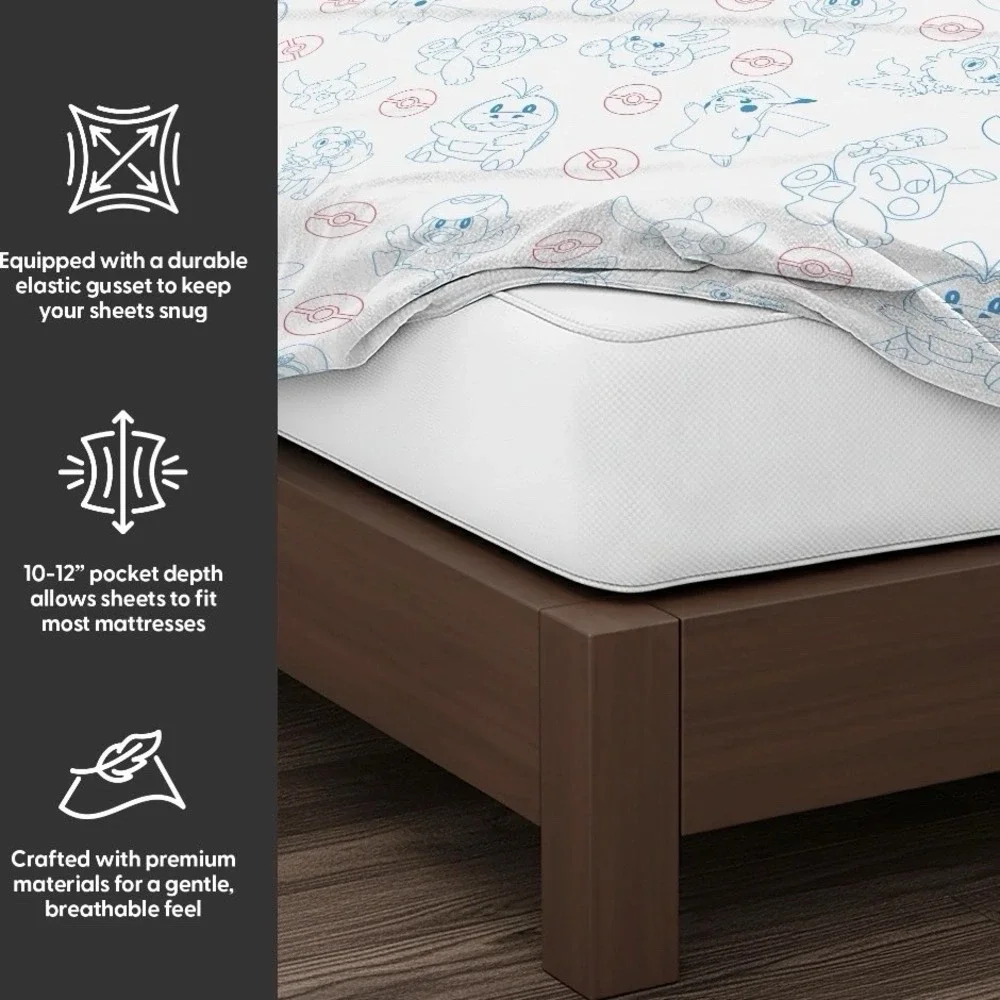 Pokemon Pikachu 4-Piece FULL‎ Size Microfiber Sheet Set (Ages 3+) NWT